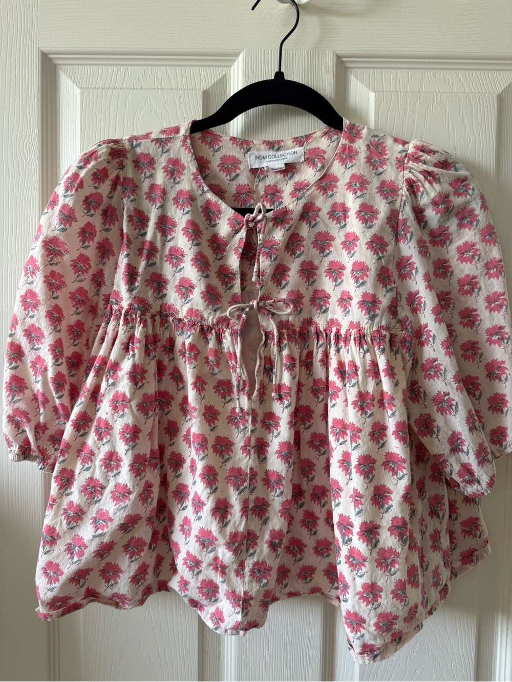 Emerson Fry Cream Blouse with Pink Floral Print